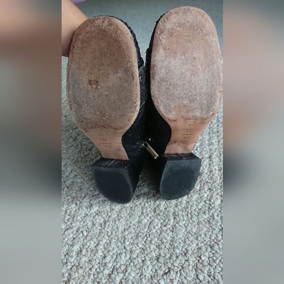 TIBI Wyatt embossed Buckle leather ankle Booties In Black size 5.5 - Picture 14 of 15